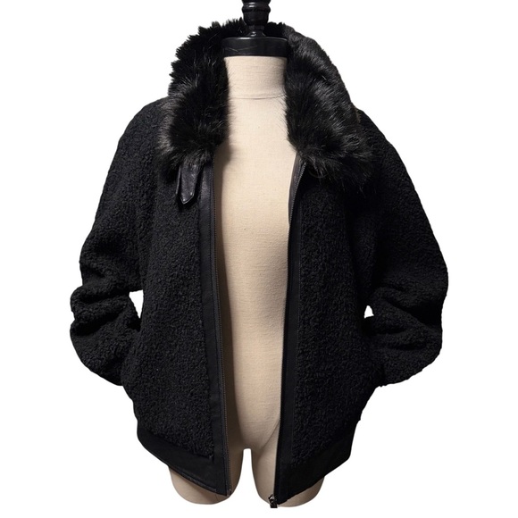William Rast Jackets & Blazers - William Rast Black Teddy Jacket with Faux Fur Collar